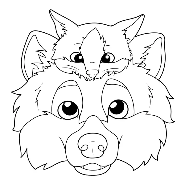 Le chien et le chat | Coloriages en ligne pour enfants