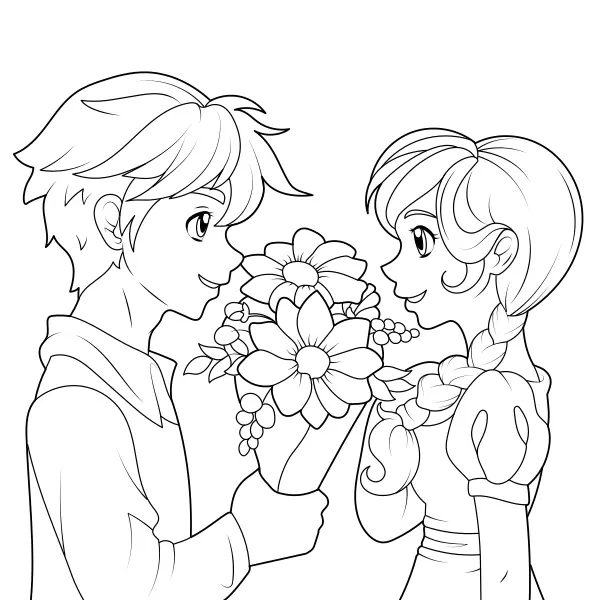 Bouquet de la Saint-Valentin | Coloriages en ligne pour enfants