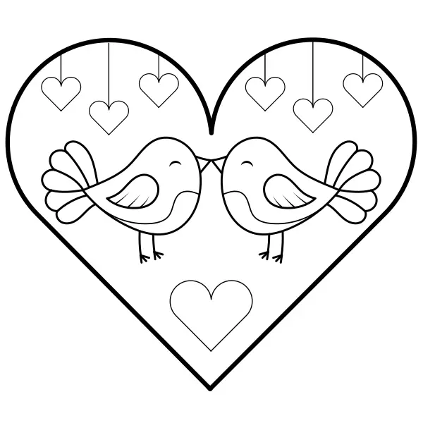 Des oiseaux amoureux | Coloriages en ligne pour enfants