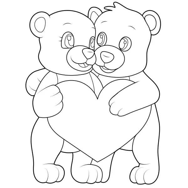 Des ours qui ont du cœur | Coloriages en ligne pour enfants