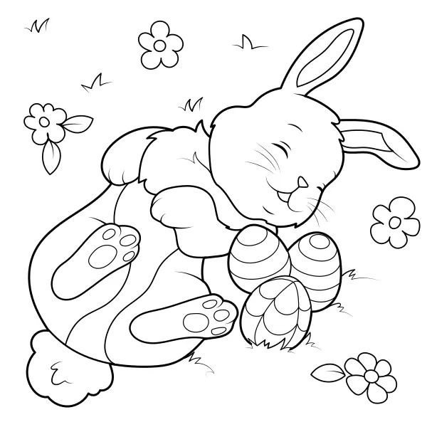 Un lapin avec des œufs | Coloriages en ligne pour enfants