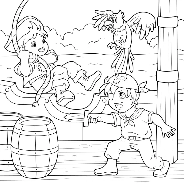 Les pirates s’amusent | Coloriages en ligne pour enfants