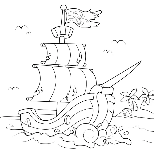 Un bateau pirate | Coloriages en ligne pour enfants