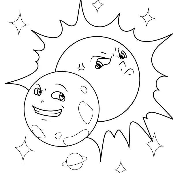 Éclipse solaire | Coloriages en ligne pour enfants