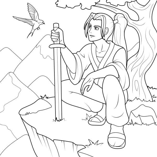 Un homme avec une épée | Coloriages en ligne pour enfants