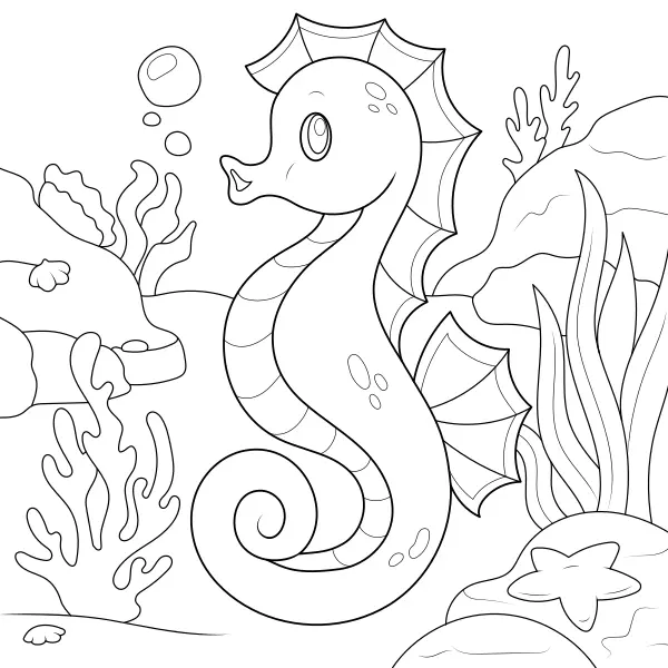 Cheval de mer | Coloriages en ligne pour enfants