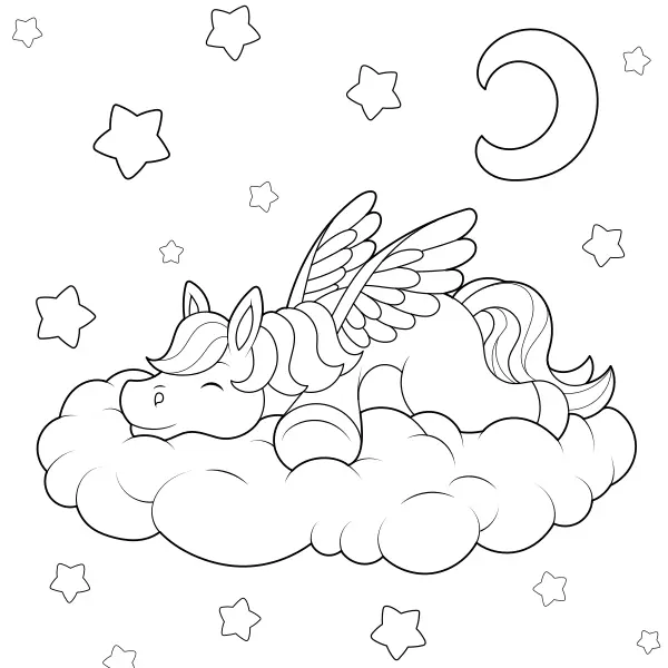 La licorne endormie | Coloriages en ligne pour enfants