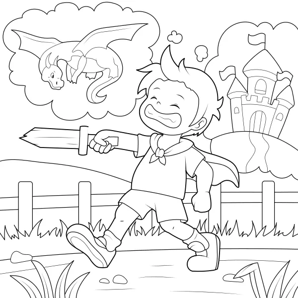 Un garçon rêve | Coloriages en ligne pour enfants