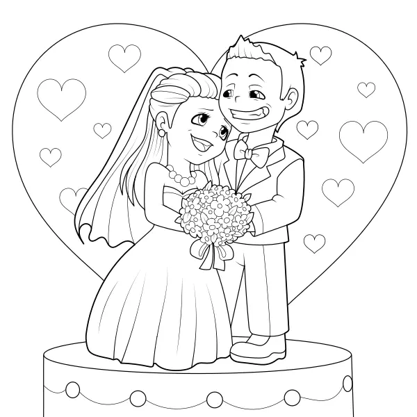 Les mariés | Coloriages en ligne pour enfants