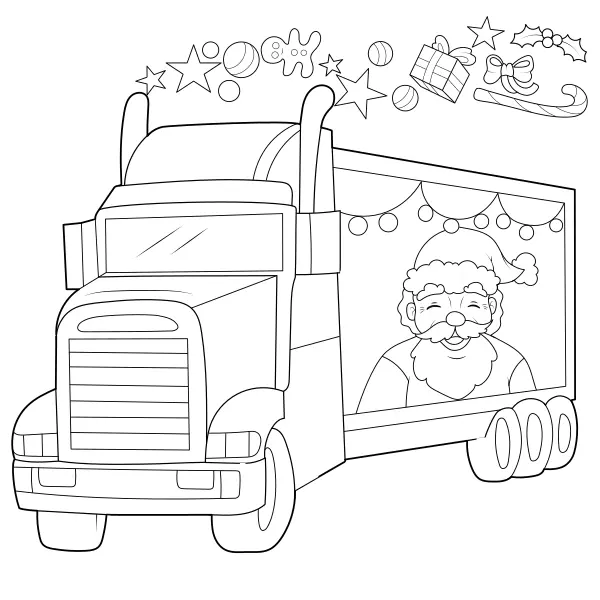 Camion de Noël | Coloriages en ligne pour enfants