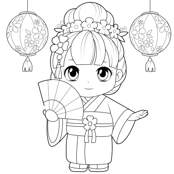 La petite geisha | Coloriages en ligne pour enfants