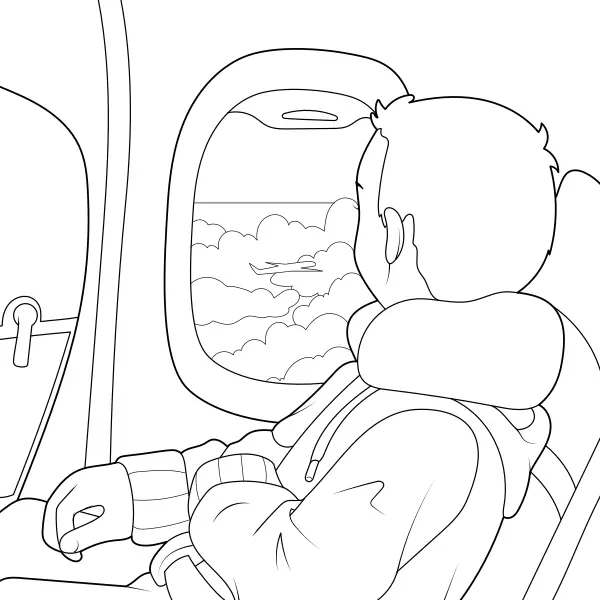 Un garçon dans l’avion | Coloriages en ligne pour enfants