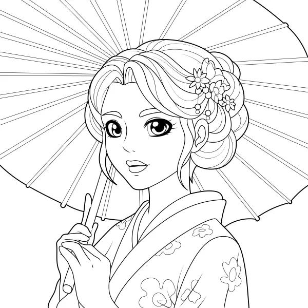 Geisha | Coloriages en ligne pour enfants