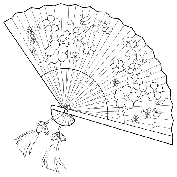 Éventail fleuri | Coloriages en ligne pour enfants