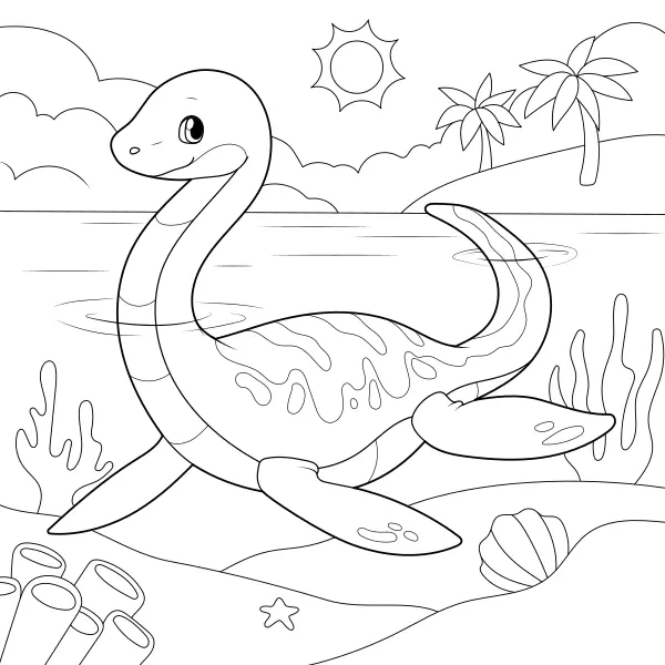 Un plésiosaure en mer | Coloriages en ligne pour enfants