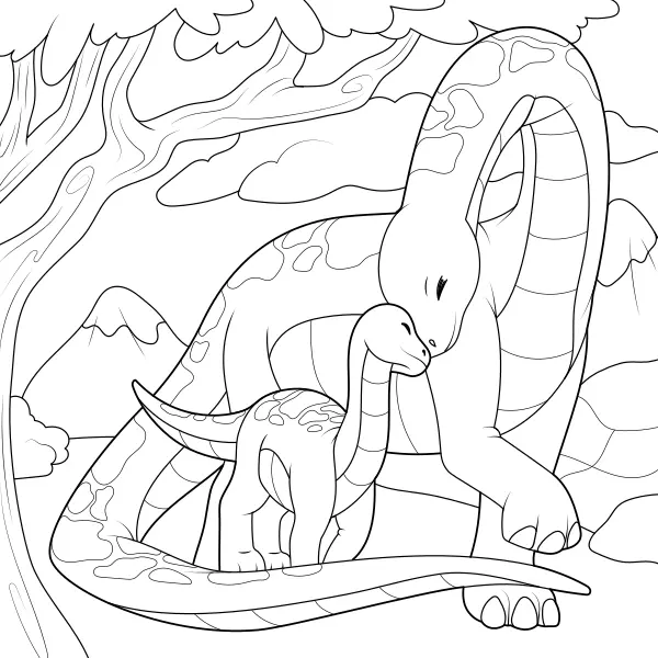 La famille du diplodocus | Coloriages en ligne pour enfants