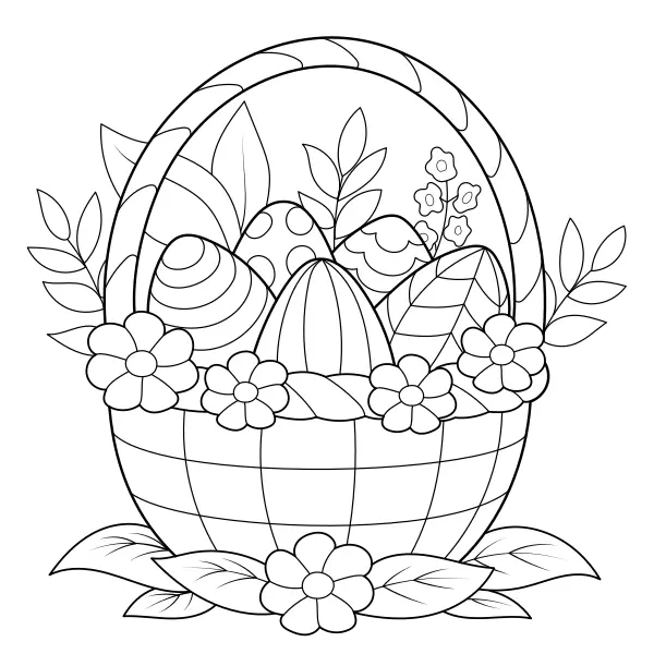 Panier de Pâques avec des œufs | Coloriages en ligne pour enfants