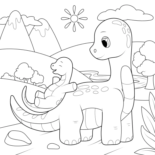 Les dinosaures jouent | Coloriages en ligne pour enfants