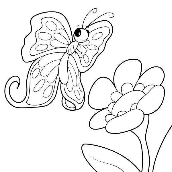 Un papillon et une fleur | Coloriages en ligne pour enfants