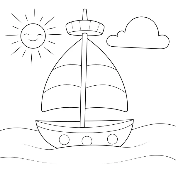 Un bateau simple | Coloriages en ligne pour enfants