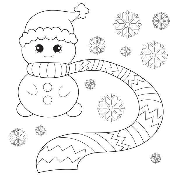 Un bonhomme de neige avec une écharpe | Coloriages en ligne pour enfants