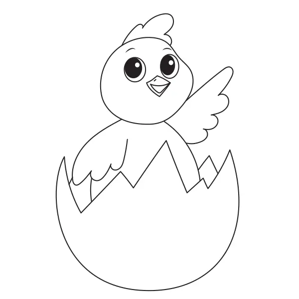Un poussin dans un œuf | Coloriages en ligne pour enfants