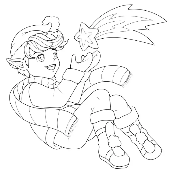 Un elfe avec une étoile | Coloriages en ligne pour enfants