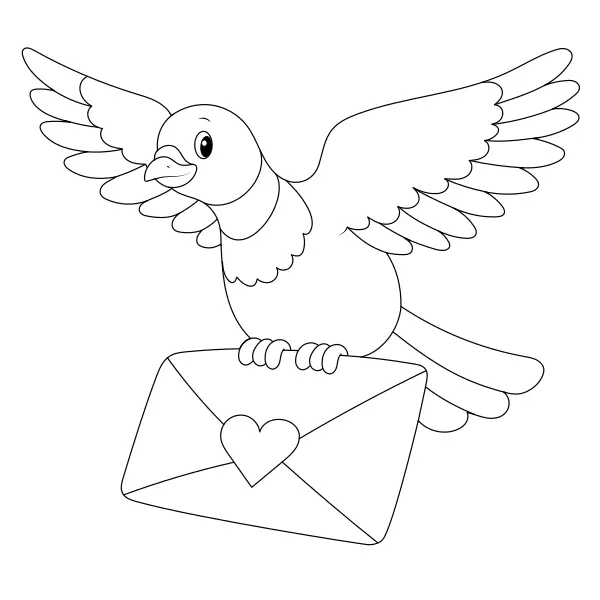 Pigeon porteur d’une lettre | Coloriages en ligne pour enfants