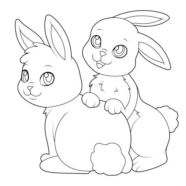 Deux lapins | Coloriages en ligne pour enfants
