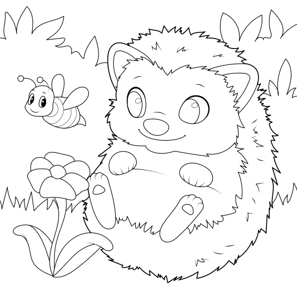 Un hérisson et une abeille | Coloriages en ligne pour enfants
