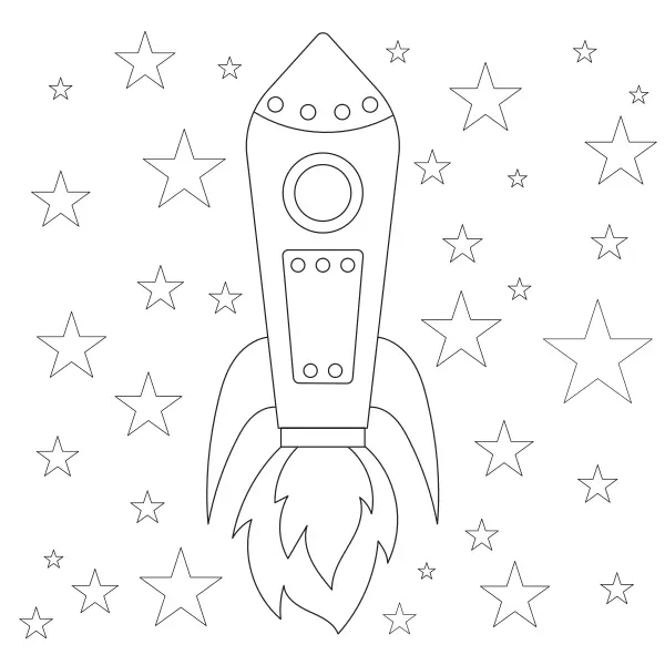 La fusée et les étoiles | Coloriages en ligne pour enfants