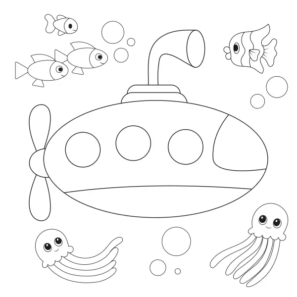 Sous-marin | Coloriages en ligne pour enfants