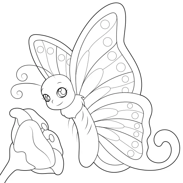 Un papillon et une fleur | Coloriages en ligne pour enfants