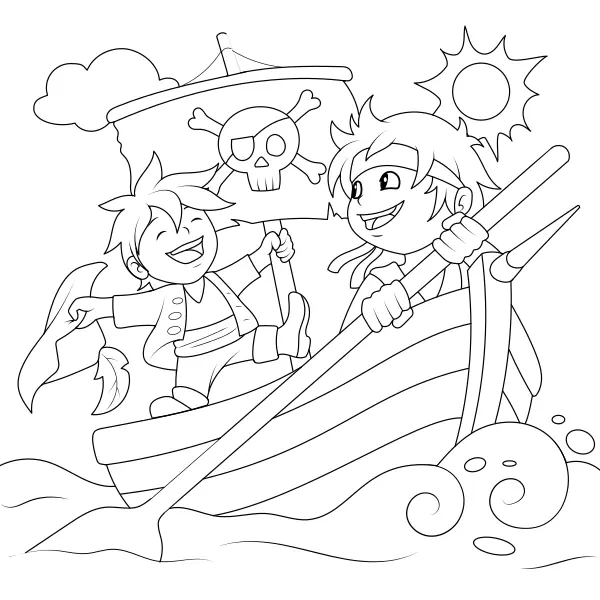 Les pirates en mer | Coloriages en ligne pour enfants