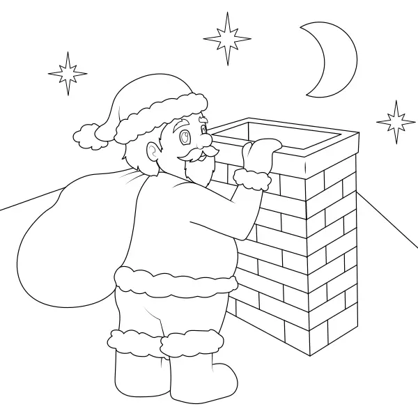 Le Père Noël près de la cheminée | Coloriages en ligne pour enfants