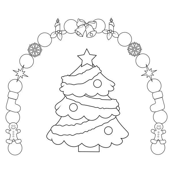 Un sapin de Noël dans un cadre | Coloriages en ligne pour enfants
