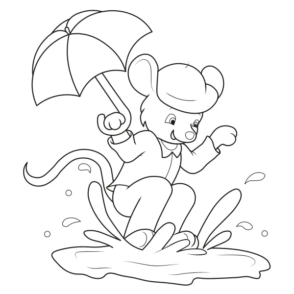 Le raton laveur avec son parapluie | Coloriages en ligne pour enfants