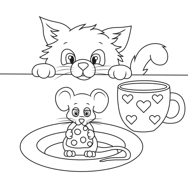 Le chat et la souris | Coloriages en ligne pour enfants