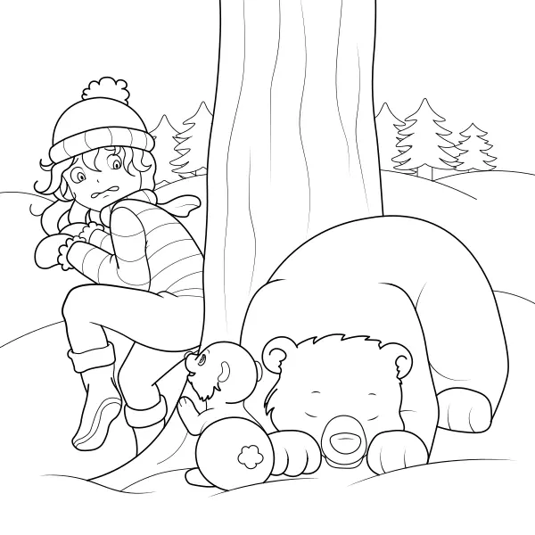 La petite fille peureuse et les ours | Coloriages en ligne pour enfants