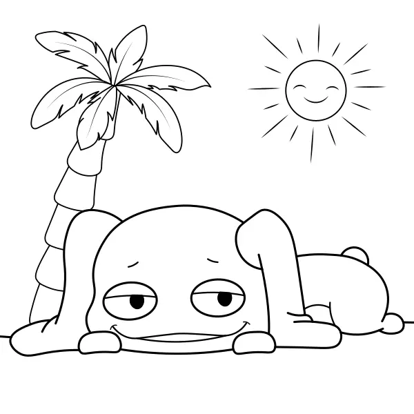 Un petit animal sur la plage | Coloriages en ligne pour enfants