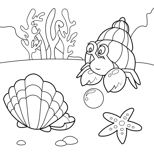 Le crabe et la perle | Coloriages en ligne pour enfants