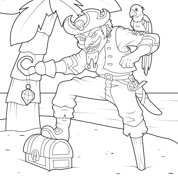 Le pirate et son trésor | Coloriages en ligne pour enfants