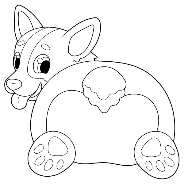 Le derrière du corgi | Coloriages en ligne pour enfants