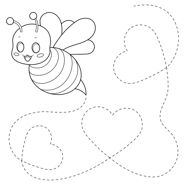 Une abeille avec des cœurs | Coloriages en ligne pour enfants