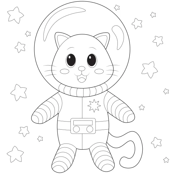 Un chat dans l’espace | Coloriages en ligne pour enfants