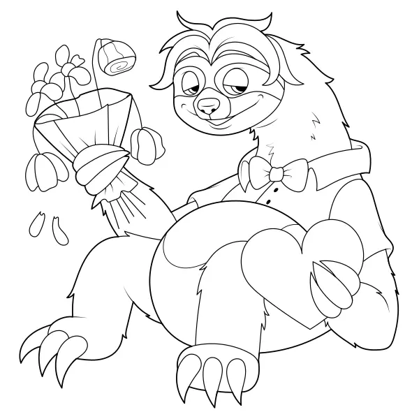 Le paresseux amoureux | Coloriages en ligne pour enfants