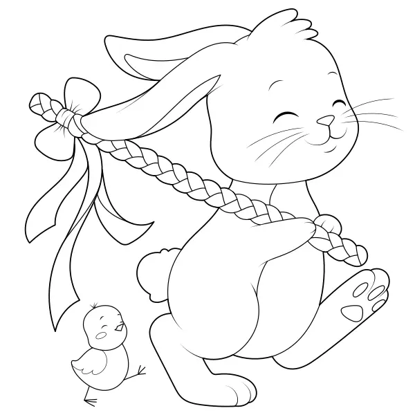 Le lapin et le poussin | Coloriages en ligne pour enfants